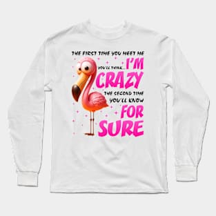 Pink Flamingo You'll Think I'm Crazy Flamingo Lover Long Sleeve T-Shirt